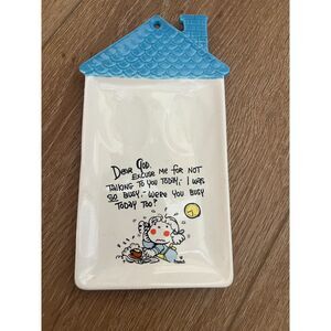 Vtg‎ Enesco Ceramic Double Spoon-rest Dear God Kids Collection House Shape Japan